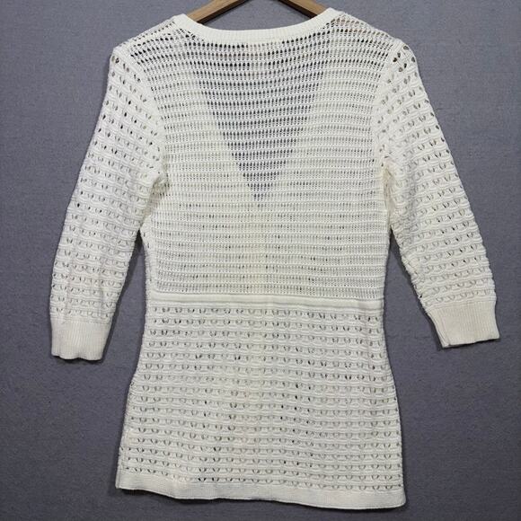 Vintage DKNY 90s Fairy Cottagecore Light Knit Crochet Cardigan Sweater Small - Picture 2 of 6